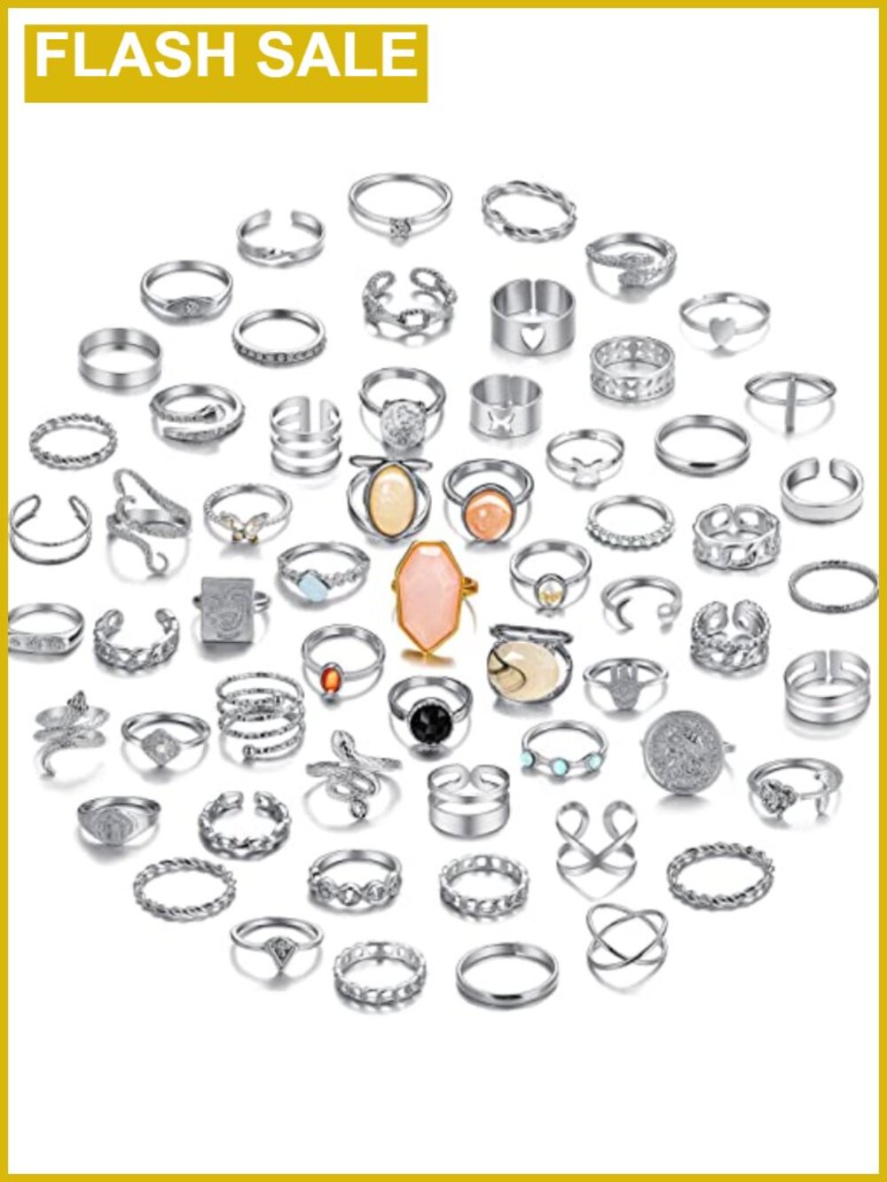 60 Pc Gold Plated Stacking Rings Set Vintage Knuckle Midi Rings